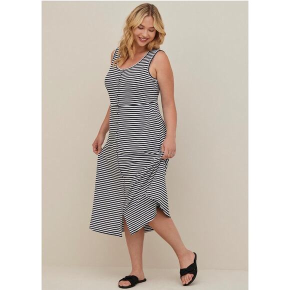 TORRID Striped Maxi Jersey Button Front Dress Women's Size 2X 18-20 NWT Pockets - Picture 9 of 9